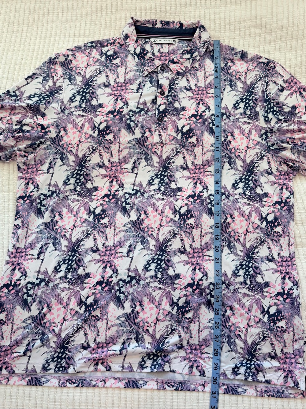 7 Diamonds Floral Print Lightweight Polo Golf Shirt Men’s Size XL - Picture 9 of 9
